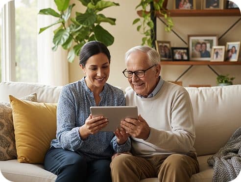 A family using the app during a real visit