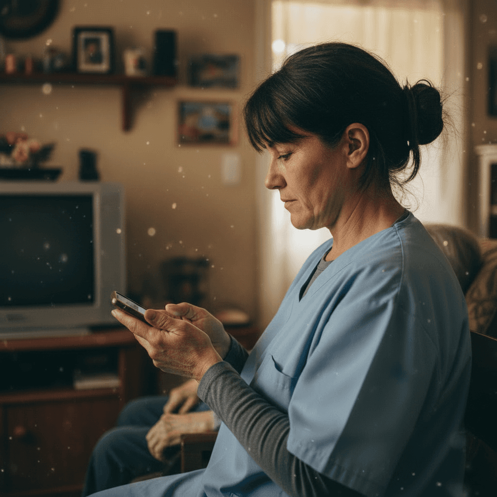 A care provider using the Anaya mobile app